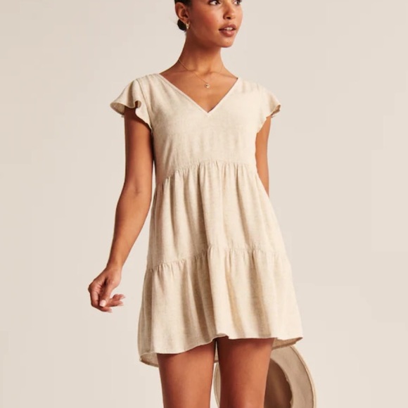 Ruffle sleeve trapeze mini dress Clearance